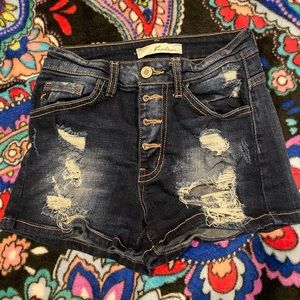 Womens Kancan ripped jeans shorts